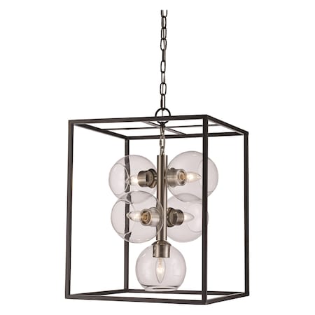 Trans Globe 5Lt Pendant Sq Industrial-Bk/B 10975 BK/BN